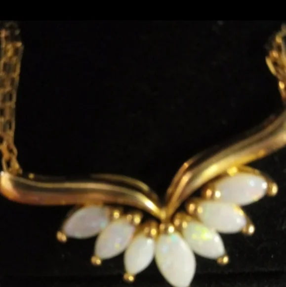 💯 Authentic Vintage 14k gold and genuine large opal chain - Picture 6 of 14